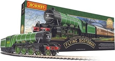 Hornby Train Set - R1255M Flying Scotsman Analogue OO Gauge Locomotives Model Railway Sets, Starter Electric Locomotive Kits - Miniature Steam Engine Building Kits, 1:76 Scale Model Train Gifts